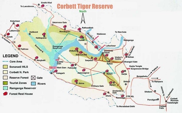 corbett national park map